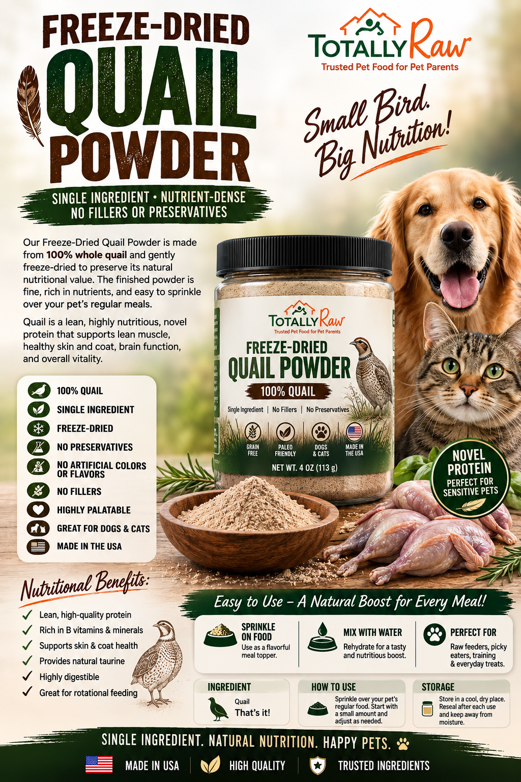 Freeze Dried Quail Egg Meal Topper
