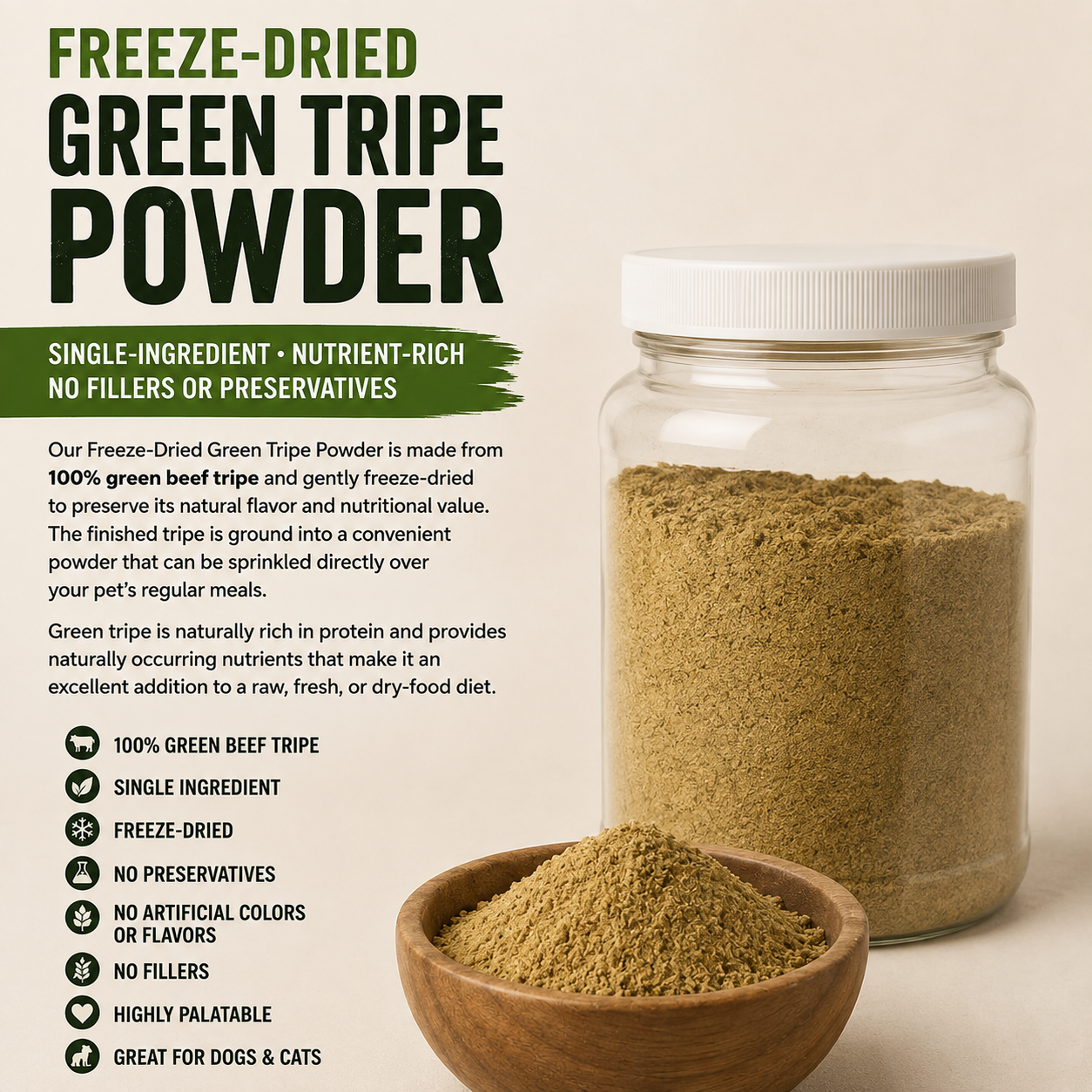 Private Label Green Tripe  Powder Freeze Dried