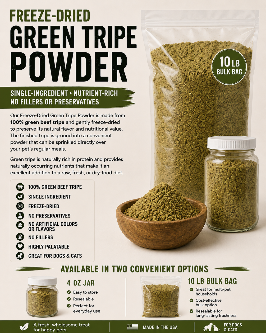 Private Label Green Tripe  Powder Freeze Dried
