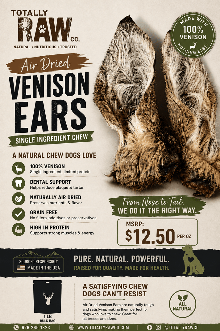 Private Label Venison Ear Air Dried - Totally Raw